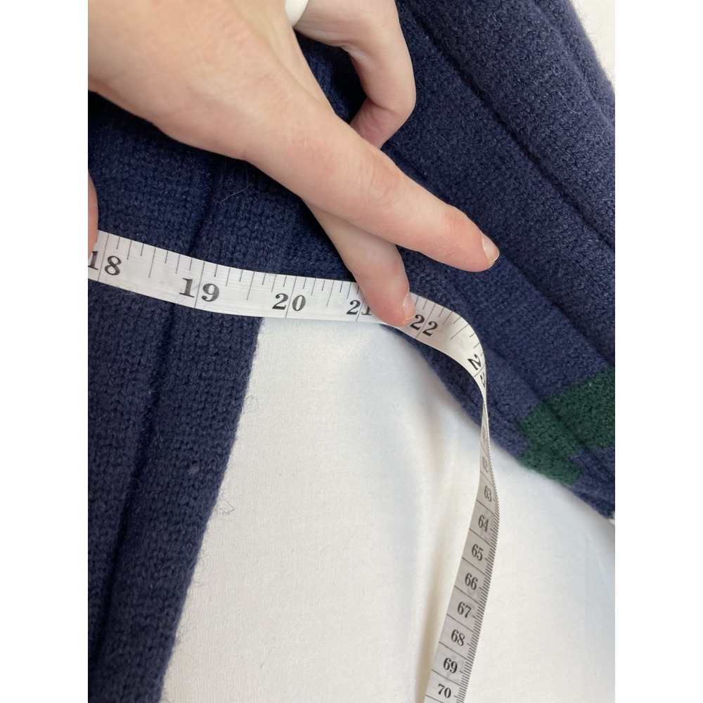 Dazy Y2K Varsity Retro Style Sweater Navy V Neck Ribbed Embroidered Graphic L - Picture 7 of 8